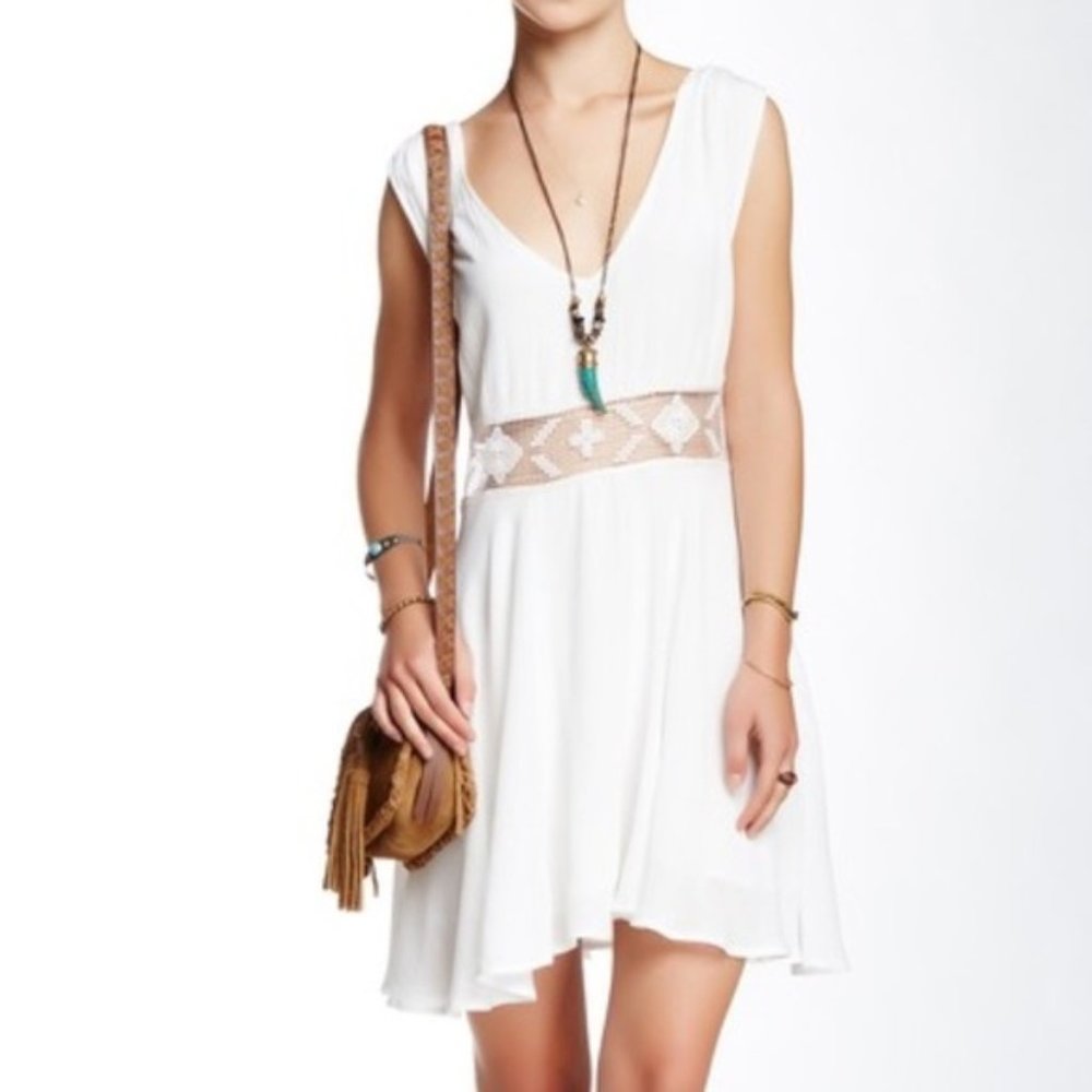 Free People Off-White Sundress with Lace Midrift